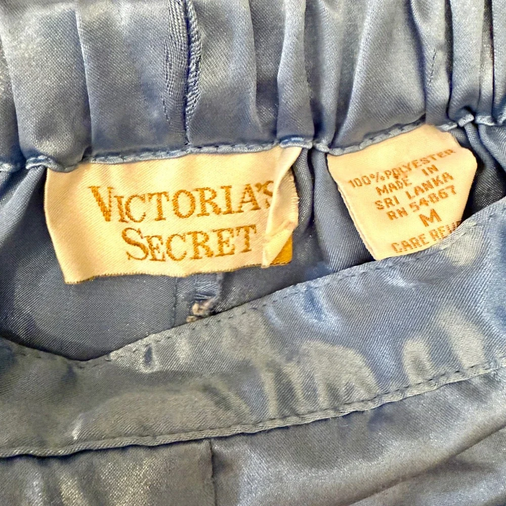 90s Victoria's‎ Secret Satin Sleep Shorts Size M Blue Lingerie Y2K Coquette VTG